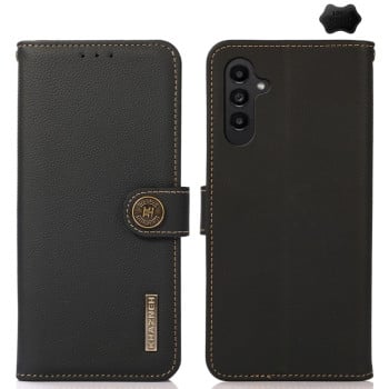 Шкіряний чохол-книжка KHAZNEH Custer Genuine для Samsung Galaxy S24 - чорний