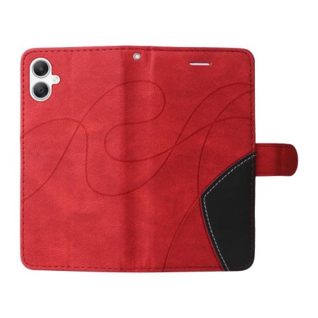 Чохол-книжка Dual-color Splicing Flip Leather на Samsung Galaxy A07 5G - червоний