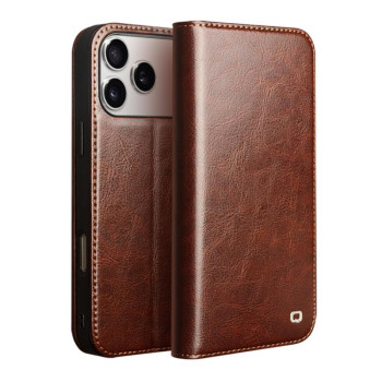 Чохол-книжка QIALINO Classic з натуральної шкіри на iPhone 18 Pro Max — коричневий