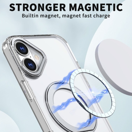 Противоударный чехол Wing Series MagSafe Magnetic Ring Holder для iPhone 16 Plus - прозрачный