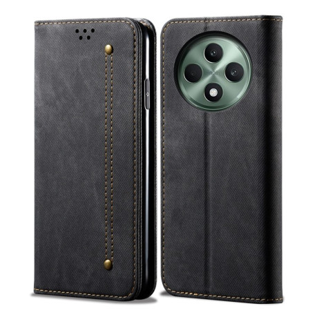 Чехол книжка Denim Texture Casual Style на OPPO Reno12 F/12 FS 5G Global - черный