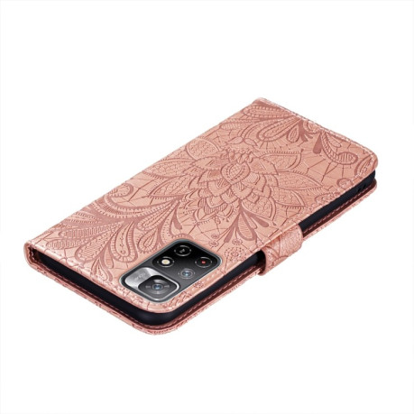 Чехол-книжка Lace Flower для Xiaomi Redmi Note 11 4G Global / Note 11S - розовое золото