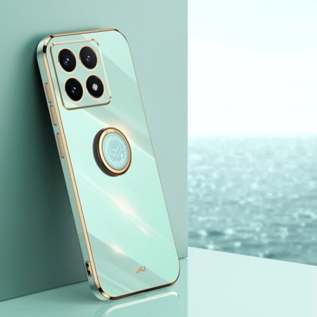 Противоударный чехол XINLI Straight Edge with Ring Holder для Xiaomi 14T Pro 5G Global - зеленый