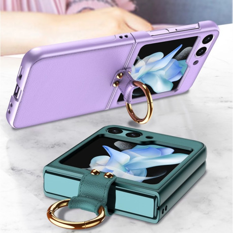 Протиударний чохол GKK Ultra-thin with Ring &amp; Strap для Samsung Galaxy Flip 5 - фіолетовий