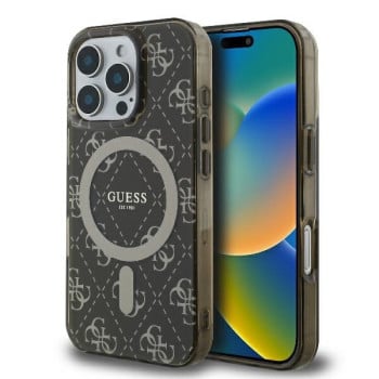 Оригінальний чохол Guess IML 4G Background MagSafe для iPhone 16 Pro - Brown