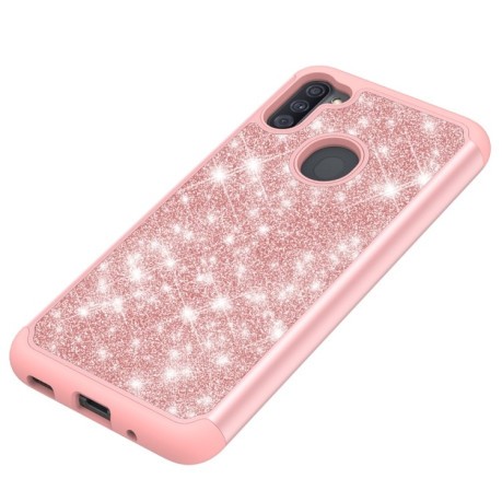 Протиударний чохол Glitter Powder Contrast Skin Samsung Galaxy A11/M11 - рожеве золото