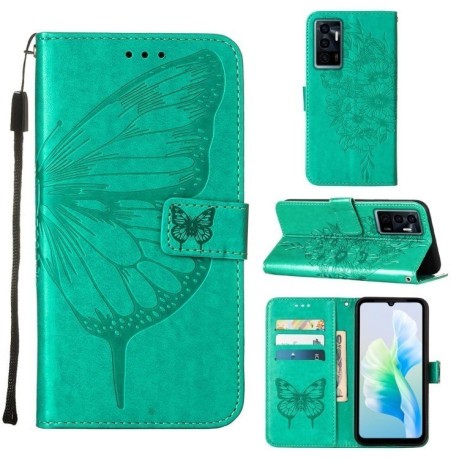 Чохол-книжка Embossed Butterfly для Vivo S10e 5G/V23e 4G/V23E 5G/Y75 4G - зелений