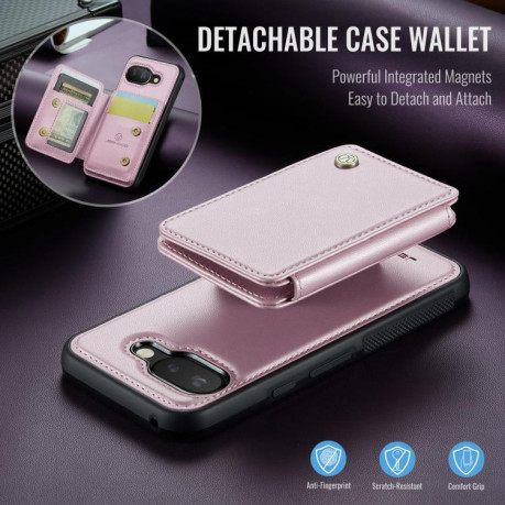 Чохол JEEHOOD J05 Business Magnetic Style RFID Leather для Google Pixel 9a - рожевий