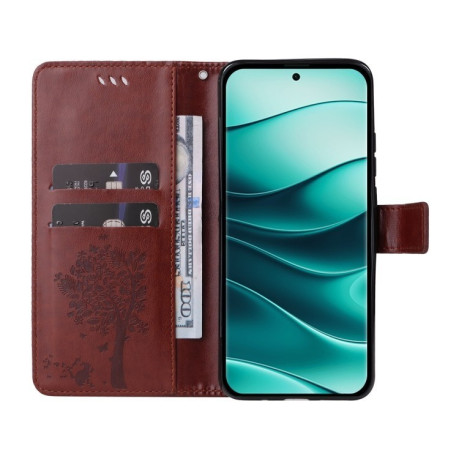 Чохол-книжка Happy Cat Pattern для Xiaomi Redmi Note 14 Pro / 14 Pro+ 5G - кавовий