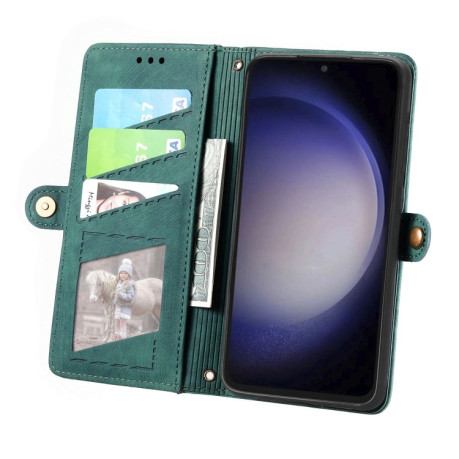 Чехол-книжка Geometric Embossed для Samsung Galaxy S23 FE 5G - зеленый