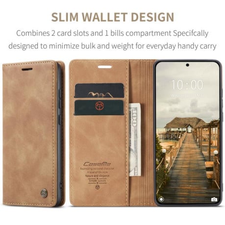 Чехол-книжка CaseMe-013 многофункциональный с кармашком на карт на Xiaomi 15T Pro - коричневый