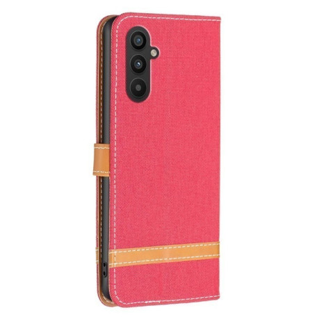 Чехол-книжка Color Matching Denim Texture на Samsung Galaxy A25 5G - красный