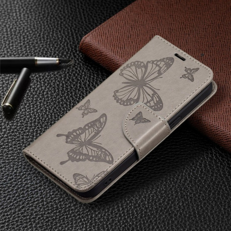 Чехол-книжка Butterflies Pattern на iPhone 13 mini - серый
