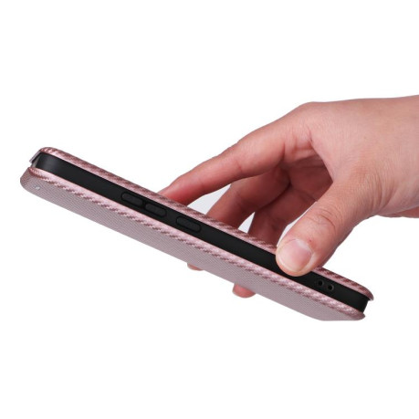Чохол-книжка Carbon Fiber Texture на OPPO Reno13 F/Reno13 FS - рожевий