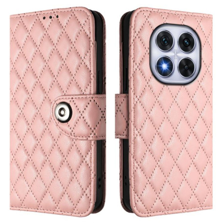 Чохол-книжка Rhombic Texture Flip Leather для Xiaomi Redmi Note 14 Pro 5G/Poco X7 - рожевий