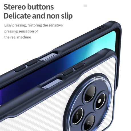 Ударозащитный чехол Carbon Fiber Textureф Translucent на Xiaomi Redmi 14C 4G/Poco C75/Redmi A4 5G - синий