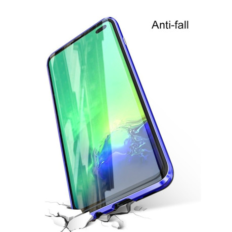 Двусторонний магнитный чехол Magnetic Angular Frame Tempered Glass на Samsung Galaxy S10e - серебристый