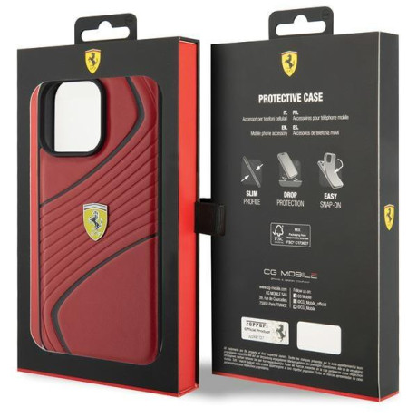 Оригинальный чехол Ferrari Twist Metal Logo Case для iPhone 15 Pro Max - red