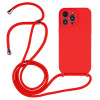 Чехол Crossbody Lanyard Liquid Silicone Caseна iPhone 15 Pro - красный