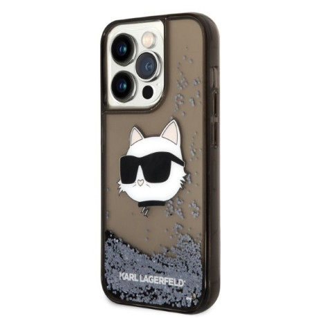 Оригинальный чехол Karl Lagerfeld Glitter Choupette Head для iPhone 14 Pro Max - black
