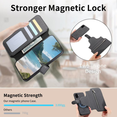Чохол-книжка Twill Fabric з MagSafe RFID+кишенька для карт на Samsung Galaxy A07 4G / 5G - чорний