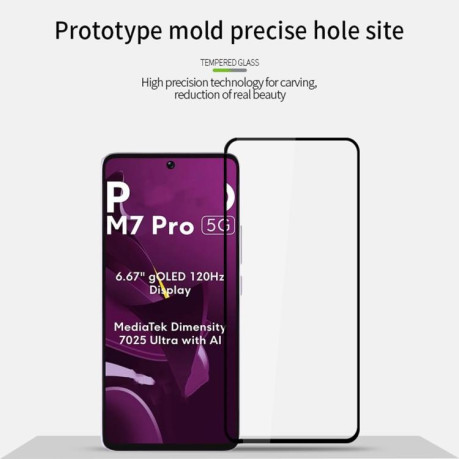 Защитное стекло PINWUYO 9H 3D Full Screen на Xiaomi Poco M7 Pro 5G - черное