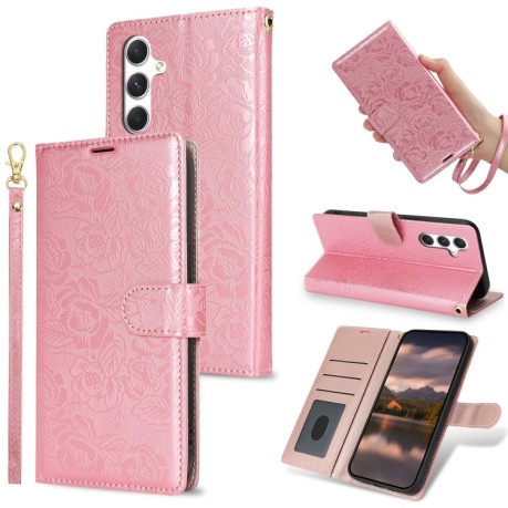 Чехол-книжка Peony Flowers Imprint Leather на Samsung Galaxy A36 - розовый