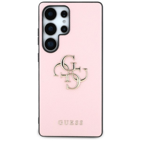 Оригинальный чехол Guess Grained Big 4G Logo Small Classic Logo для Samsung Galaxy S25 Ultra - Pink