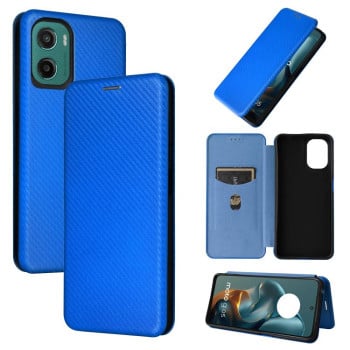 Чехол-книжка Carbon Fiber Texture на Motorola Moto G05 / E15 - синий