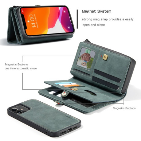 Шкіряний чохол-гаманець CaseMe 018 на iPhone 12 mini - зелений