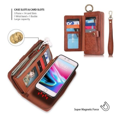 Кожаный чехол- клатч Pola на iPhone 7 Plus / 8 Plus - Brown