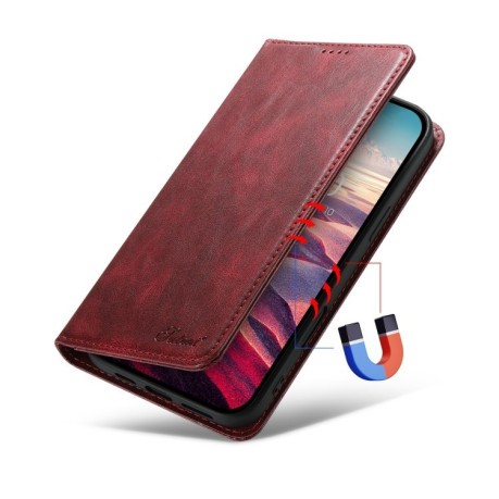 Чохол протиударний Suteni H02 Leather Wallet Stand для iPhone 16 Pro - червоний