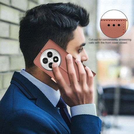 Чохол-книжка Color Matching RFID Anti-theft Leather для OnePlus 13 - коричневий