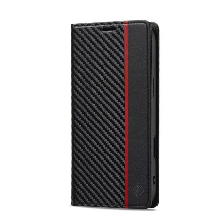 Чехол-книжка LCIMEEKE Carbon Fiber для iPhone 16 Plus - Black