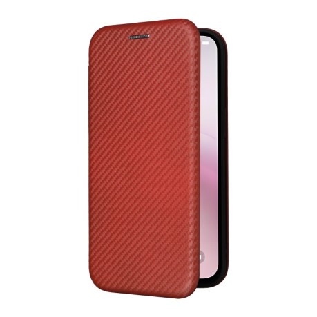 Чехол-книжка Carbon Fiber Texture на iPhone 16e - коричневый