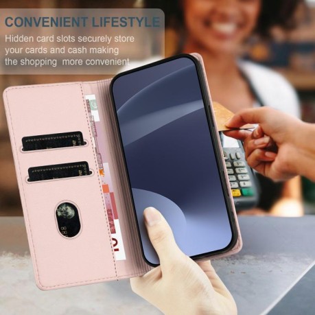 Чехол-книжка Embossed Multi-functional Wallet Retro Leather на Realme GT7 Pro - розовый