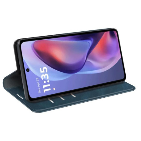 Чехол-книжка Retro Skin Feel Business Magnetic на Motorola Moto E15 - синий