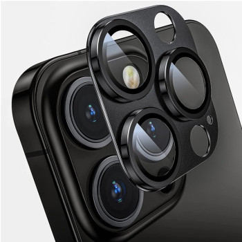 Захисне скло на камеру ENKAY 9H Anti-reflection Camera Lens Aluminium Alloy для iPhone 16 Pro / 16 Pro Max - чорне