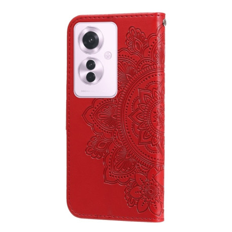 Чехол-книжка 7-petal Flowers Embossing для OPPO Reno11 F Global / F25 Pro Global - красный