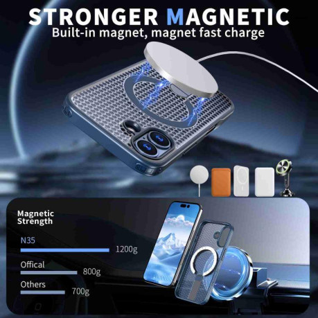 Чохол kalebol Honeycomb Cooling з MagSafe та підставкою на iPhone 17 - синій