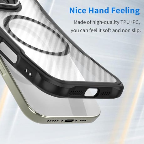 Чехол Carbon Fiber с MagSafe Translucent на Samsung Galaxy S25 FE 5G - черный