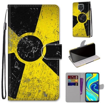 Чохол-книжка Coloured Drawing на Xiaomi Redmi Note 9S/9 Pro - Yellow Black Logo