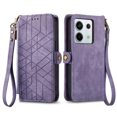 Чохол-книжка Geometric Zipper Wallet Side Buckle Leather для Redmi Note 13 Pro 4G / POCO M6 Pro 4G  - фіолетовий