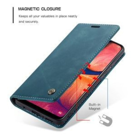 Кожаный чехол-книжка CaseMe-013 Multifunctional Retro Frosted Horizontal Flip на Samsung Galaxy A20 / A30-синий