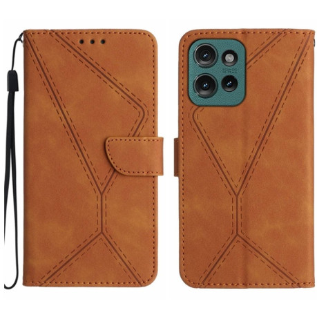 Чохол-книжка Stitching Embossed Leather для Motorola Moto G75 5G - коричневий