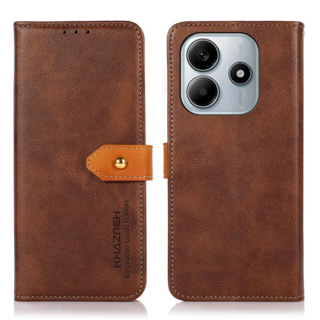 Чехол-книжка KHAZNEH Cowhide Texture на Xiaomi Redmi Note 14 4G 164.84mm - коричневый
