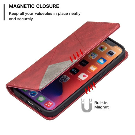Чохол-книга Rhombus Texture для iPhone 13 Pro - червоний