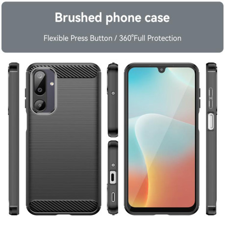 Противоударный чехол Brushed Texture Carbon Fiber на Samsung Galaxy M16 5G - черный