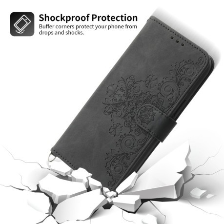 Чохол-книжка Skin-feel Flowers Embossed для Samsung Galaxy A24 4G - чорний