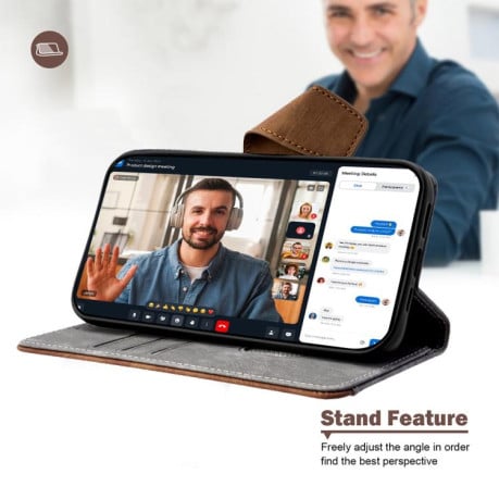 Чохол-книжка Color Stitching Skin Feel із захистом від сканування RFID та магнітним хлястиком на OPPO A5x 5G - сірий